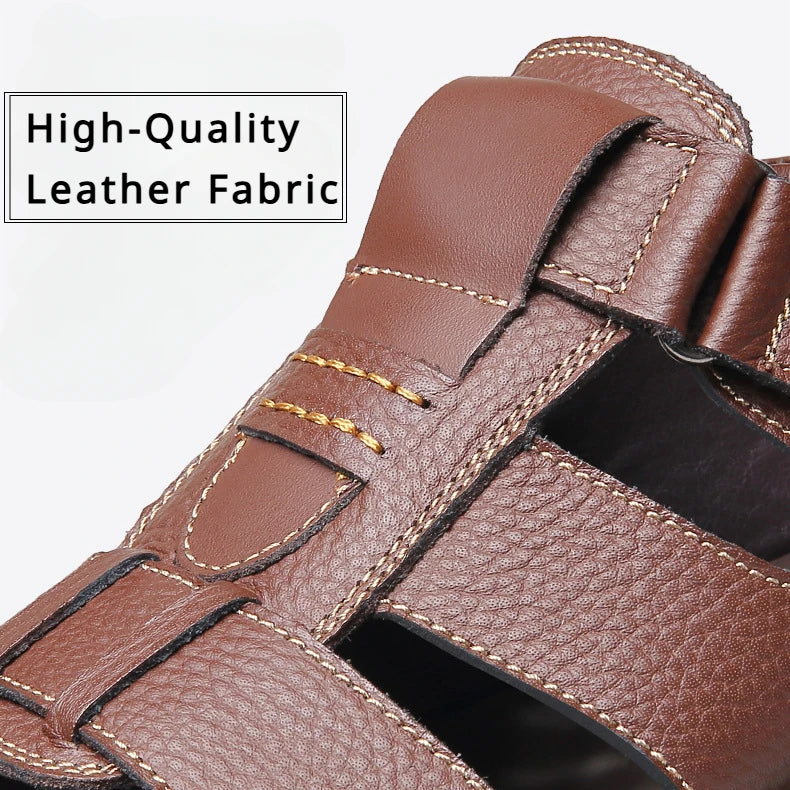 Genuine Leather Men Sandals Men's Massage Sandals Outdoor Non-Slip Beach Shoes Men's Durable Treking Sports Sandals Big Size 48 Blue Wolf Store